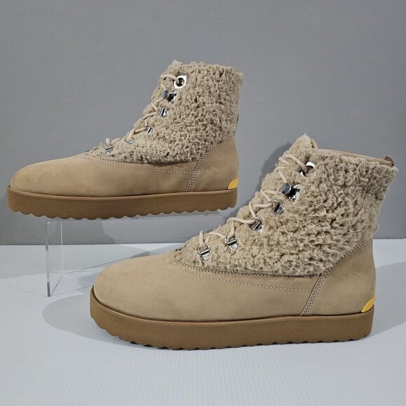 NEW Larroude Vail Ankle Bootie Womens 11 Tan Leather Waterproof Shearling Winter - Picture 2 of 13